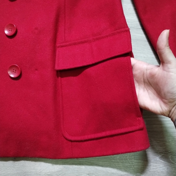 Red Wool Peacoat - Picture 5 of 7